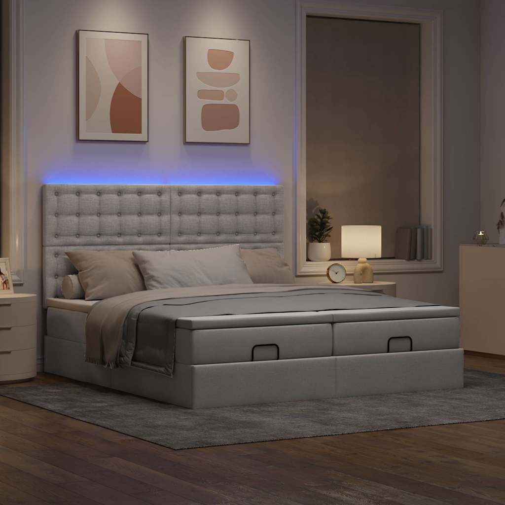 Struttura Letto Pouf con Materassi Tortora 180x200cm in Tessuto