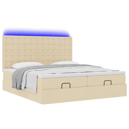 Struttura Letto Pouf con Materassi Crema 180x200 cm in Tessuto | homemem39