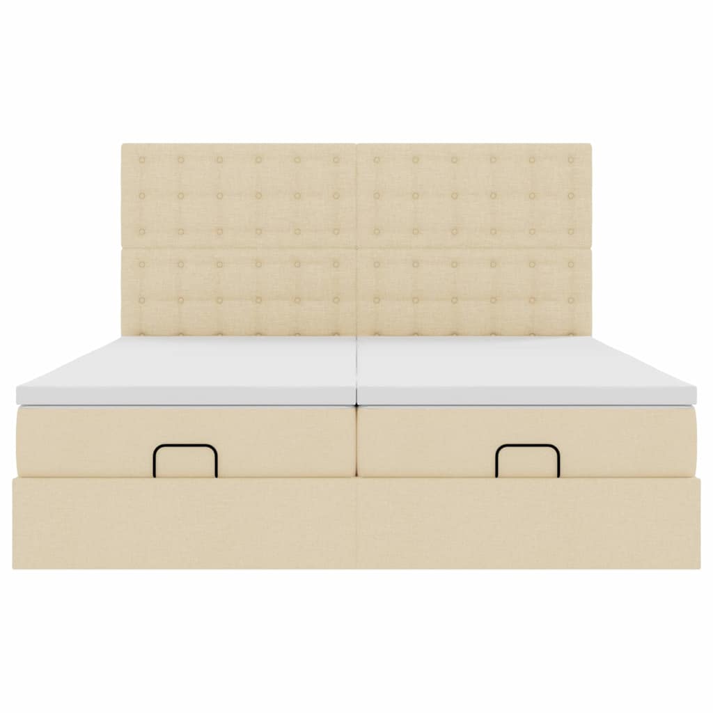 Struttura Letto Pouf con Materassi Crema 180x200 cm in Tessuto | homemem39