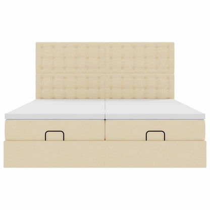 Struttura Letto Pouf con Materassi Crema 180x200 cm in Tessuto | homemem39