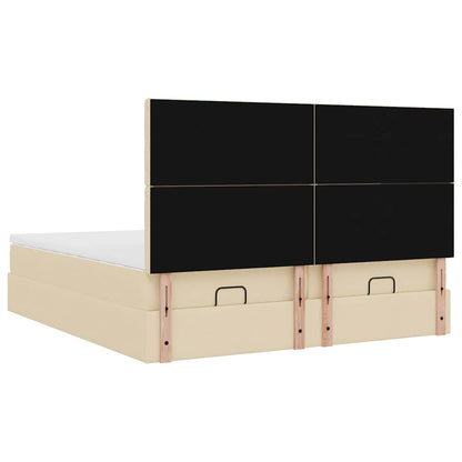 Struttura Letto Pouf con Materassi Crema 180x200 cm in Tessuto | homemem39