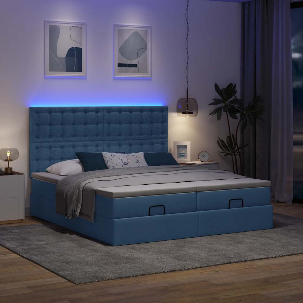 Struttura Letto Pouf con Materassi Blu 180x200cm in Tessuto | homemem39