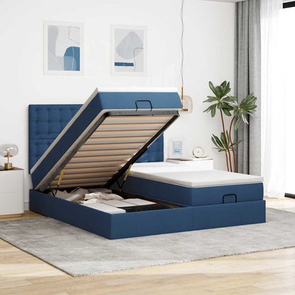 Struttura Letto Pouf con Materassi Blu 180x200cm in Tessuto | homemem39