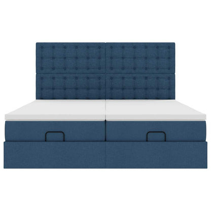 Struttura Letto Pouf con Materassi Blu 200x200 cm in Tessuto | homemem39