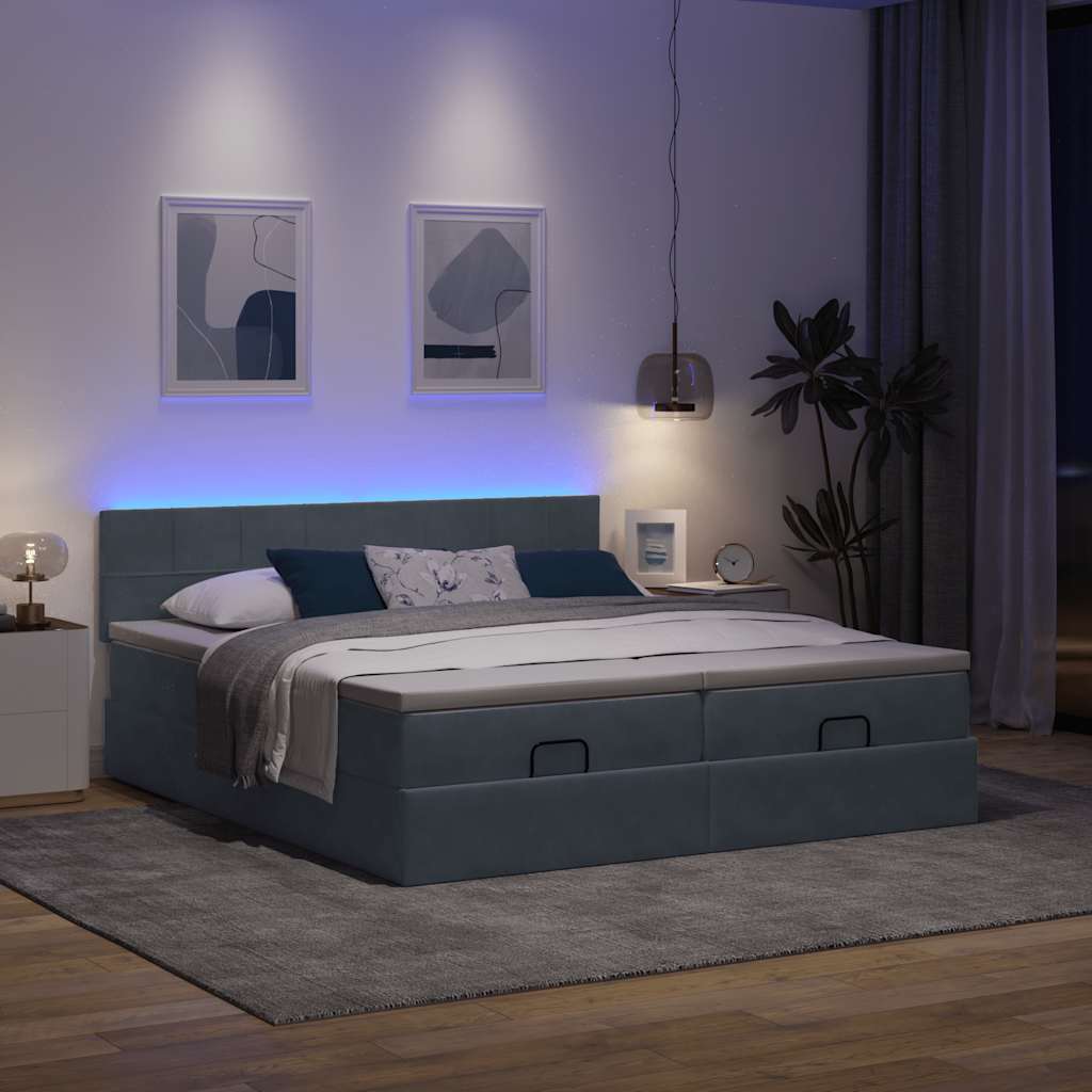 Struttura Letto Pouf con Materassi 160x200 cm in Velluto | homemem39