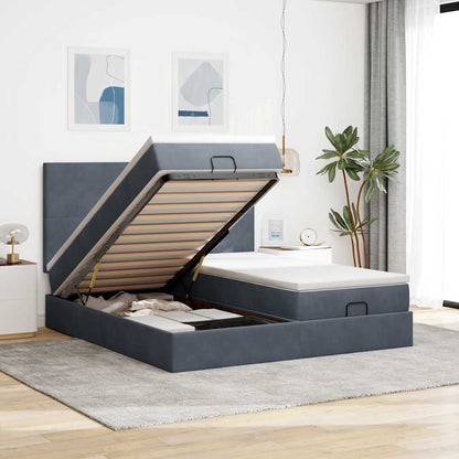 Struttura Letto Pouf con Materassi 160x200 cm in Velluto | homemem39