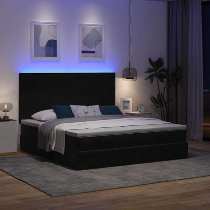 Struttura Letto Pouf con Materassi Nero 160x200 cm in Velluto | homemem39