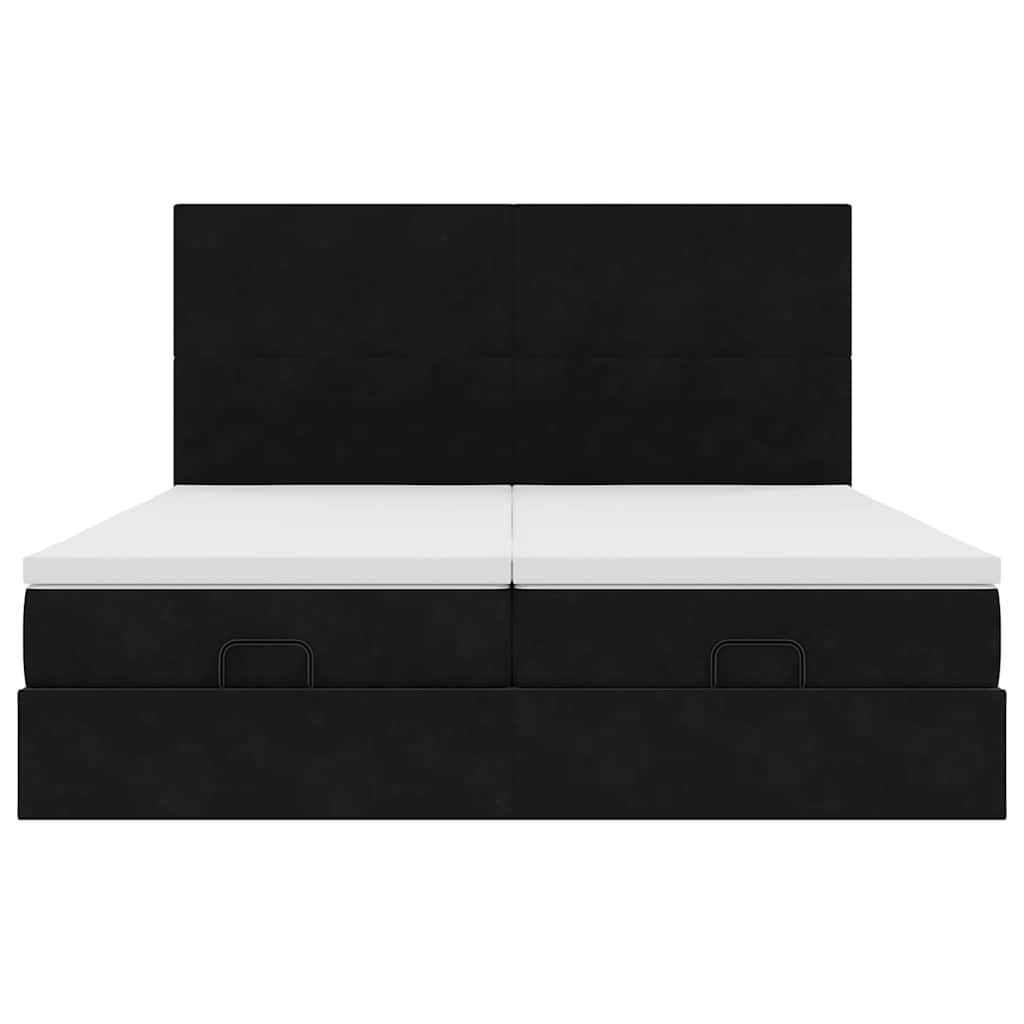 Struttura Letto Pouf con Materassi Nero 160x200 cm in Velluto | homemem39
