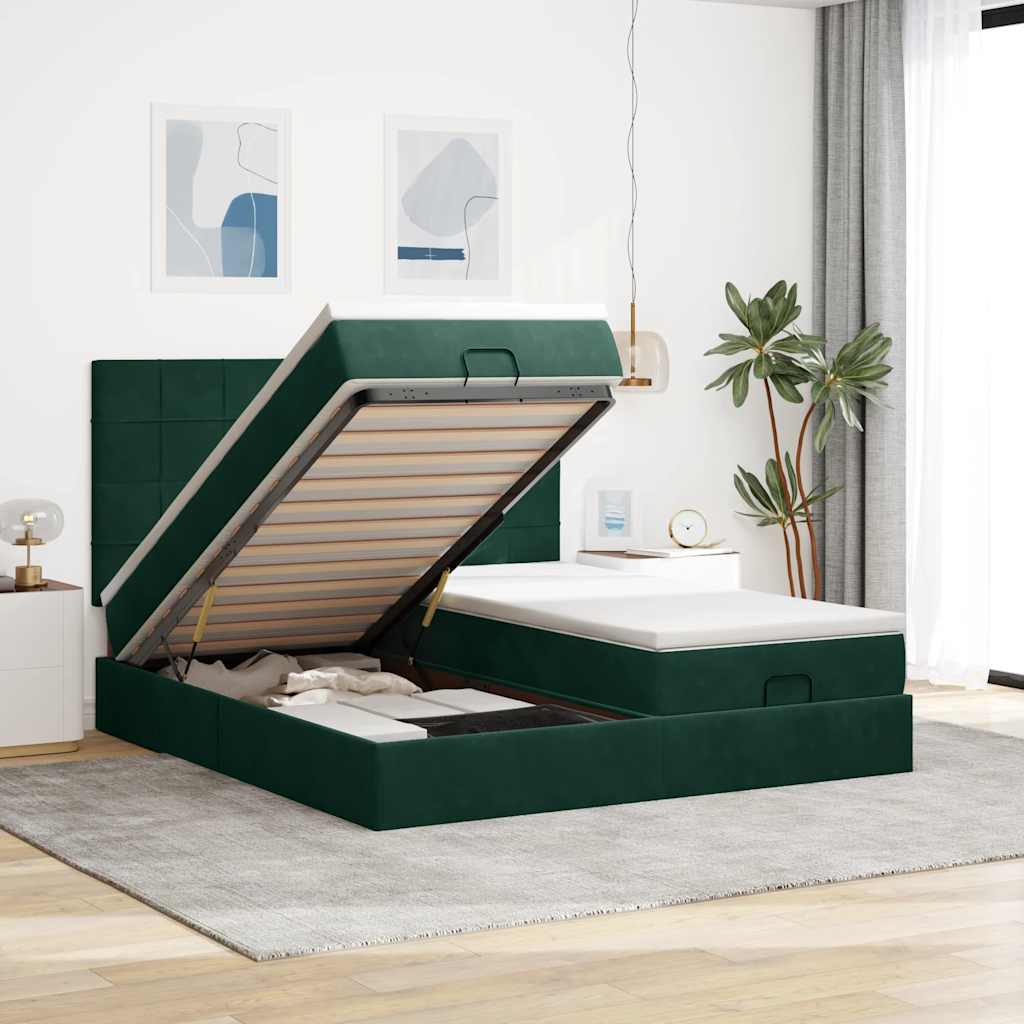 Struttura Letto Pouf con Materassi 160x200 cm Velluto | homemem39