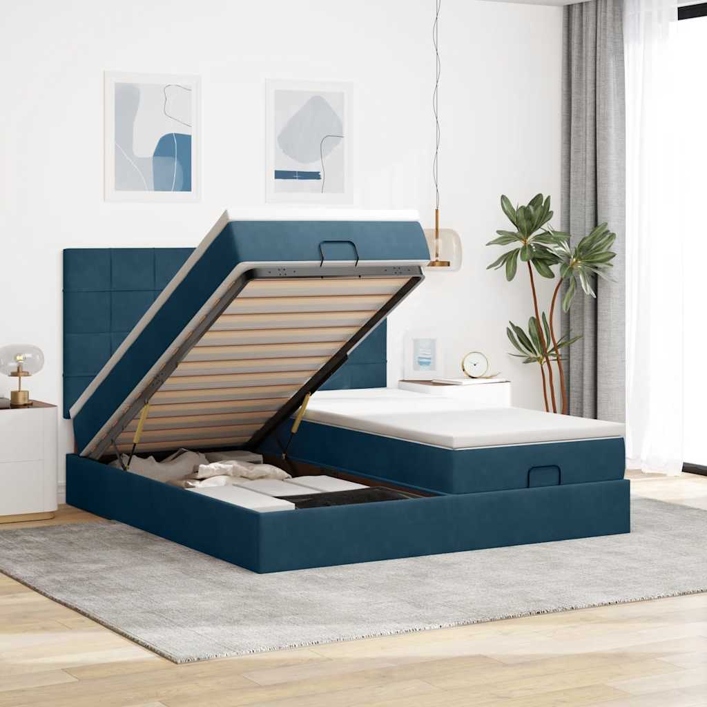 Struttura Letto Pouf con Materassi 160x200 cm Velluto | homemem39
