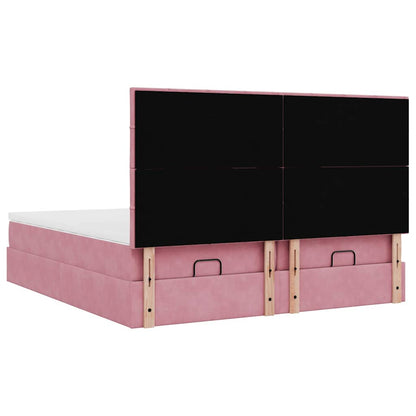 Struttura Letto Pouf con Materassi Rosa 180x200 cm Velluto | homemem39