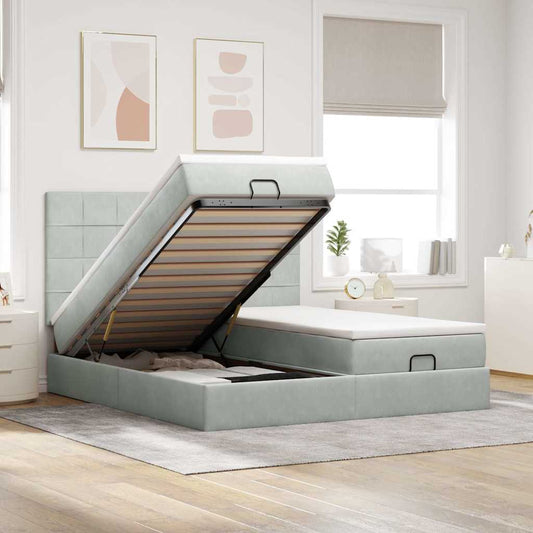 Struttura Letto Pouf con Materassi 200x200 cm Velluto