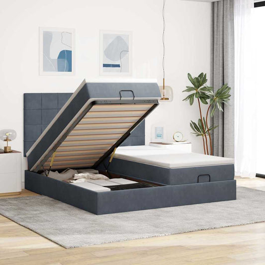 Struttura Letto Pouf con Materassi 200x200 cm Velluto