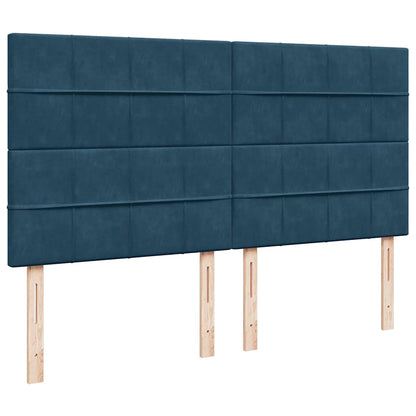 Pouf Letto con Materassi e LED Blu Scuro 200x200cm Velluto