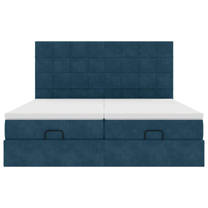 Pouf Letto con Materassi e LED Blu Scuro 200x200cm Velluto | homemem39