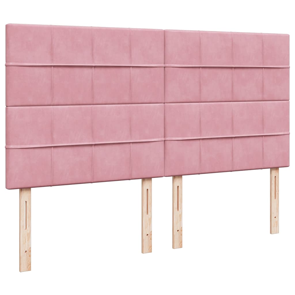 Struttura Letto Pouf con Materassi Rosa 200x200 cm Velluto