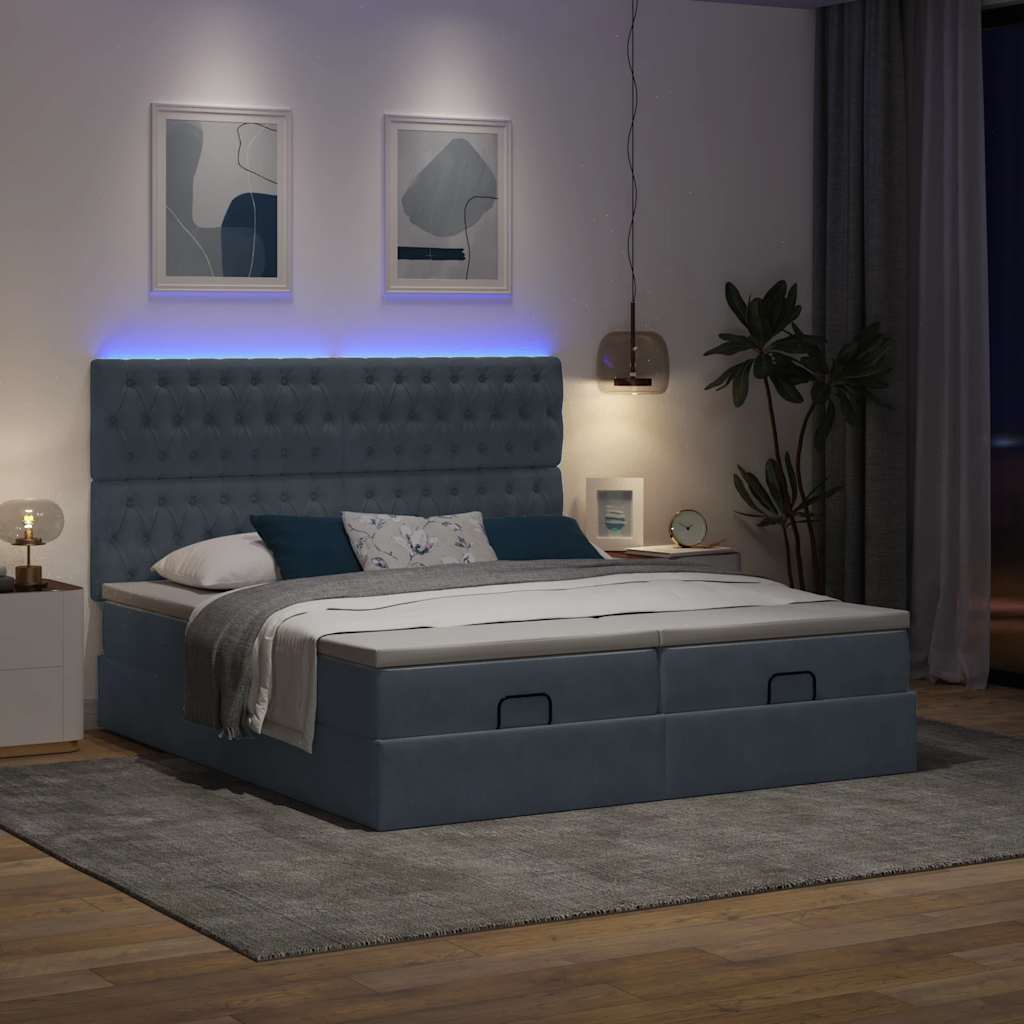 Struttura Letto Pouf con Materassi 160x200 cm in Velluto | homemem39