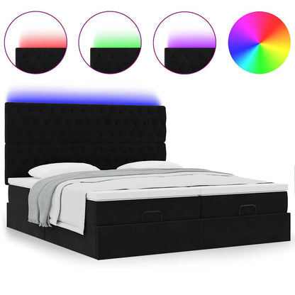 Struttura Letto Pouf con Materassi Nero 160x200 cm in Velluto | homemem39