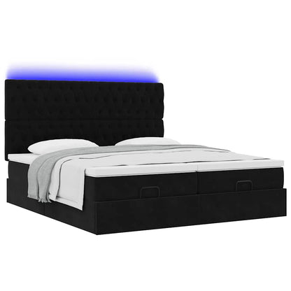 Struttura Letto Pouf con Materassi Nero 160x200 cm in Velluto | homemem39
