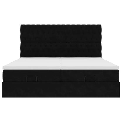 Struttura Letto Pouf con Materassi Nero 160x200 cm in Velluto | homemem39