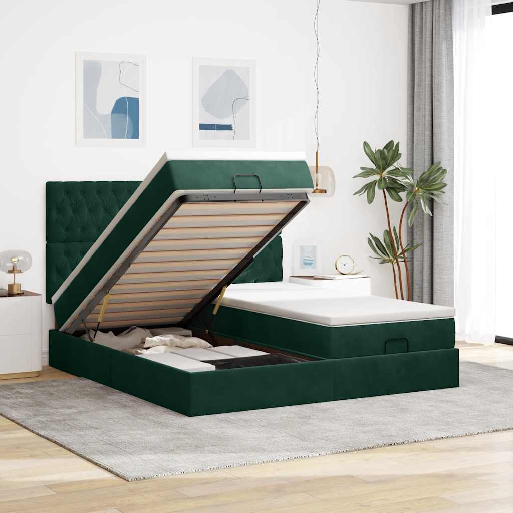 Struttura Letto Pouf con Materassi 160x200 cm Velluto | homemem39