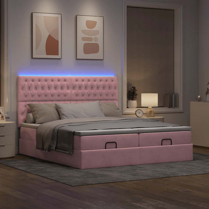 Struttura Letto Pouf con Materassi Rosa 180x200 cm Velluto | homemem39