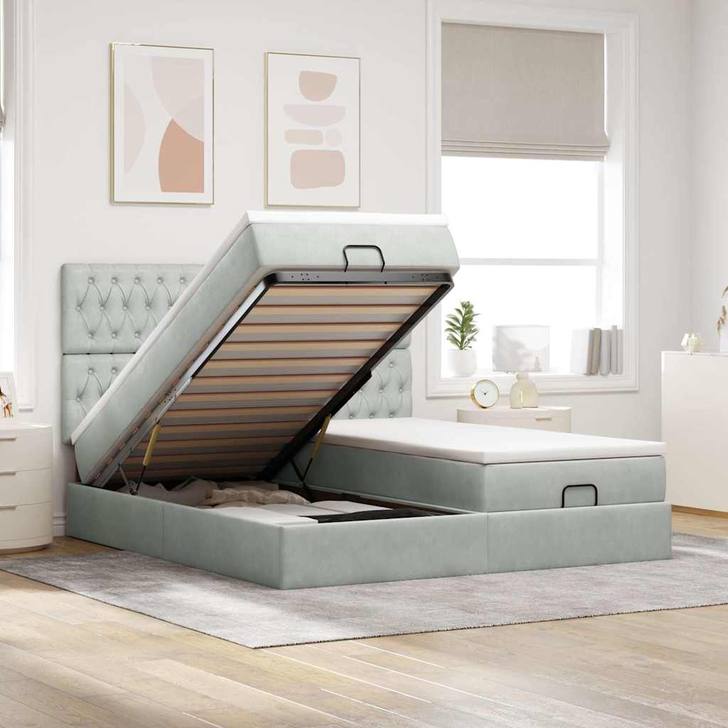 Struttura Letto Pouf con Materassi 200x200 cm Velluto