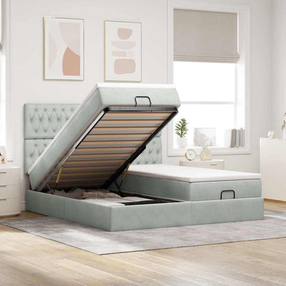 Struttura Letto Pouf con Materassi 200x200 cm Velluto