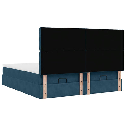 Pouf Letto con Materassi e LED Blu Scuro 200x200cm Velluto | homemem39