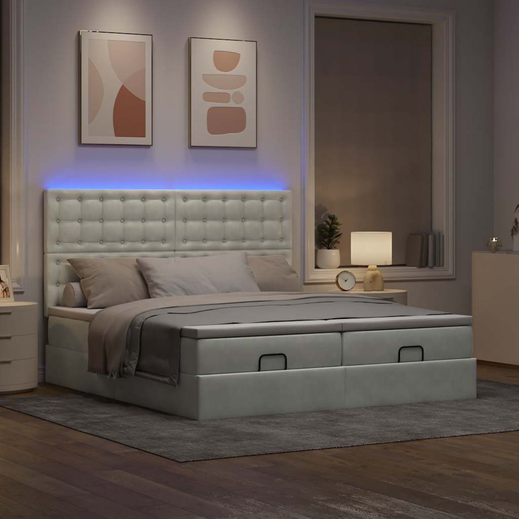 Struttura Letto Pouf con Materassi 160x200 cm in Velluto | homemem39