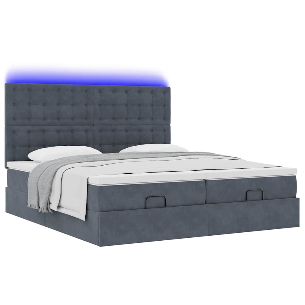 Struttura Letto Pouf con Materassi 160x200 cm in Velluto | homemem39
