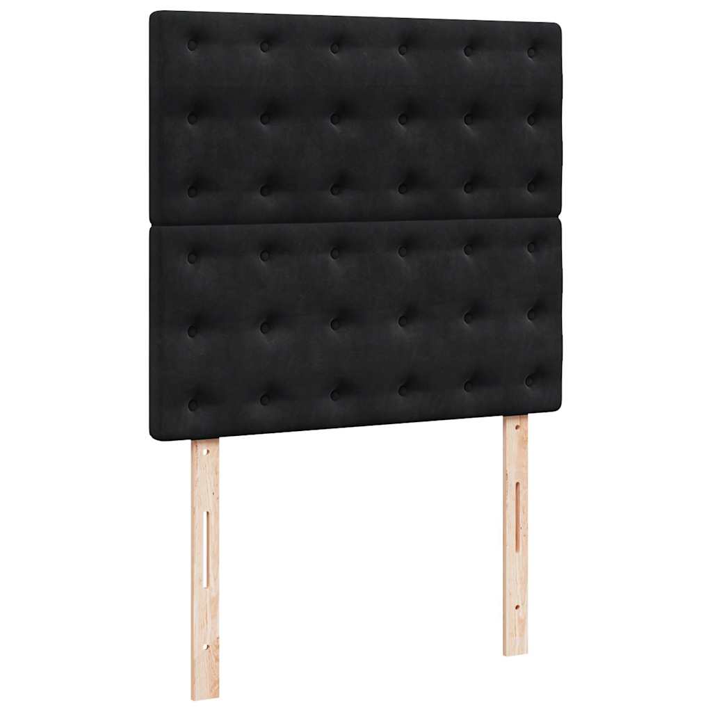 Struttura Letto Pouf con Materassi Nero 160x200 cm in Velluto