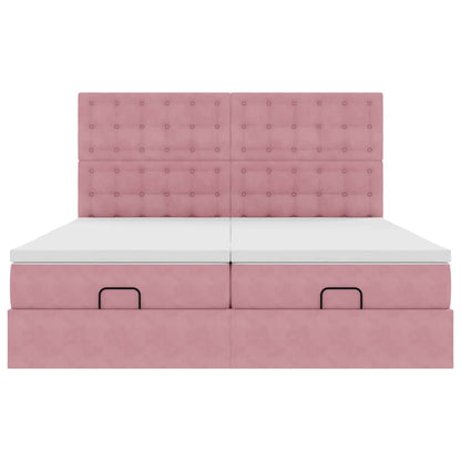Struttura Letto Pouf con Materassi Rosa 180x200 cm Velluto | homemem39