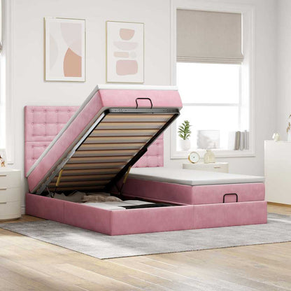 Struttura Letto Pouf con Materassi Rosa 180x200 cm Velluto | homemem39
