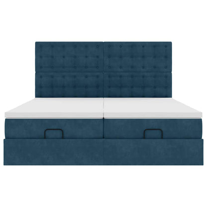 Pouf Letto con Materassi e LED Blu Scuro 200x200cm Velluto | homemem39