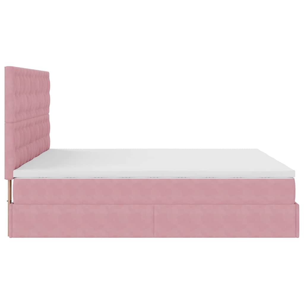 Struttura Letto Pouf con Materassi Rosa 200x200 cm Velluto - homemem39