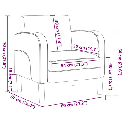 Divano Sedia con Braccioli Marrone 54 cm in Similpelle