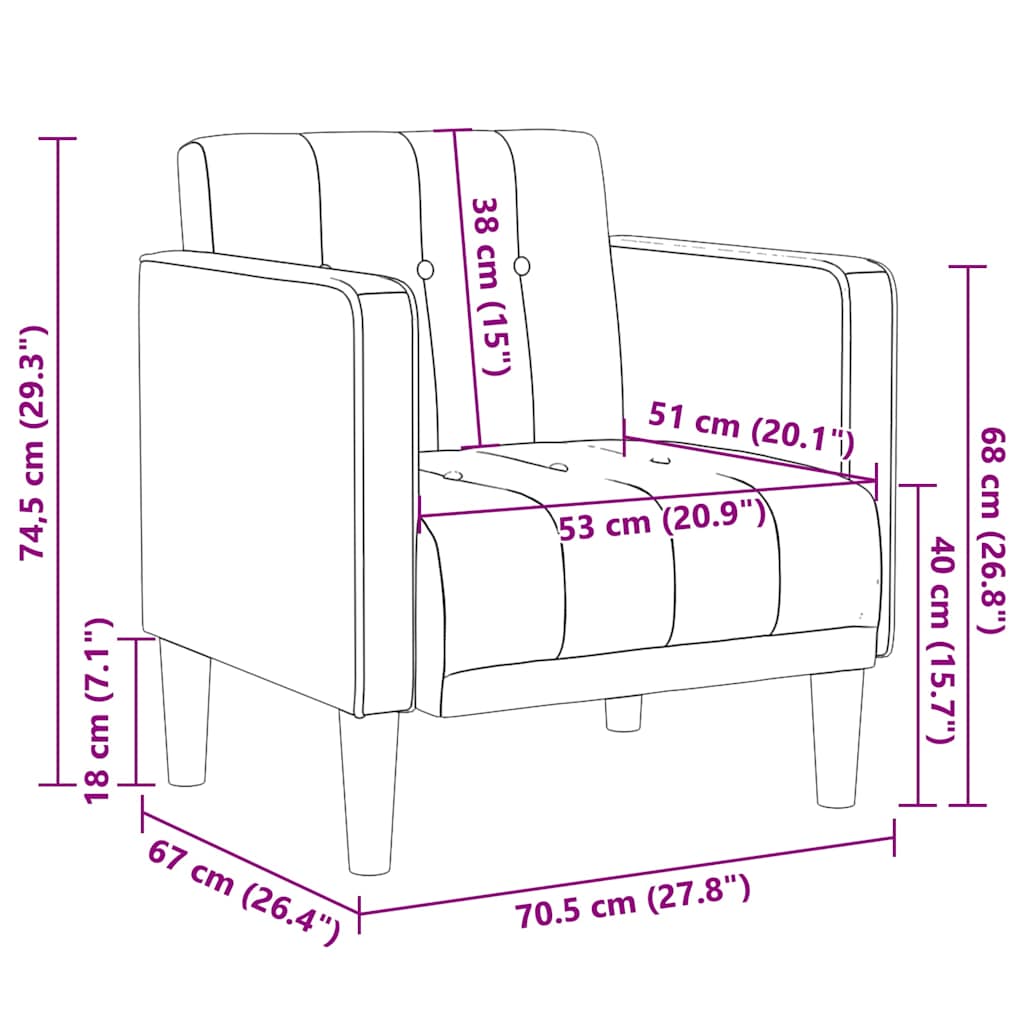 Divano Sedia con Braccioli Grigio Scuro 53 cm in Tessuto - homemem39