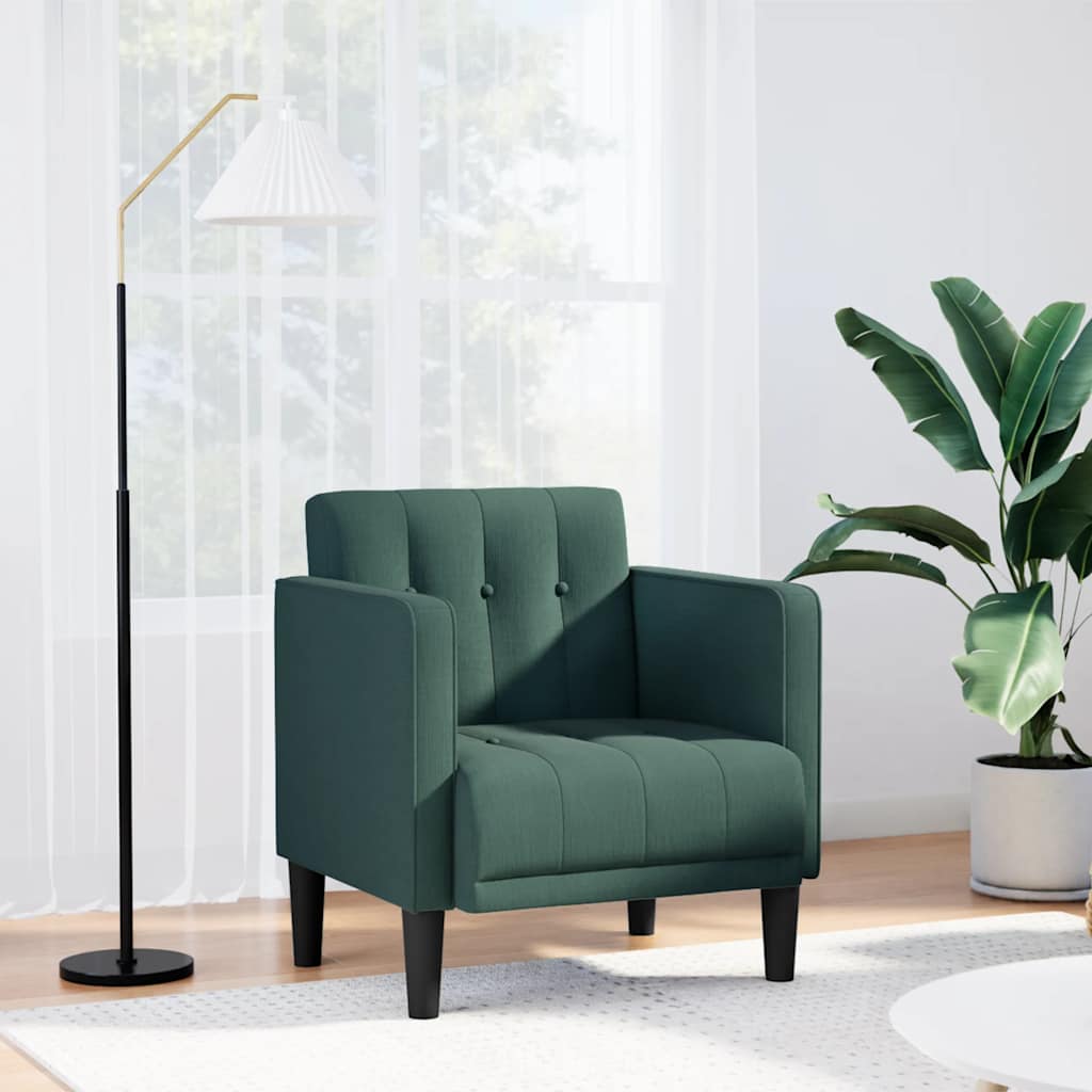 Divano Sedia con Braccioli Verde Scuro 53 cm in Tessuto - homemem39