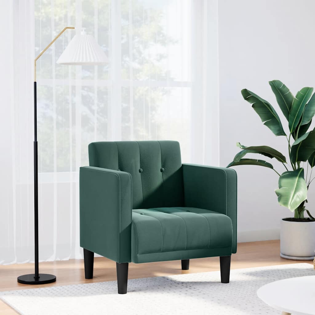 Divano Sedia con Braccioli Verde Scuro 53 cm in Velluto - homemem39