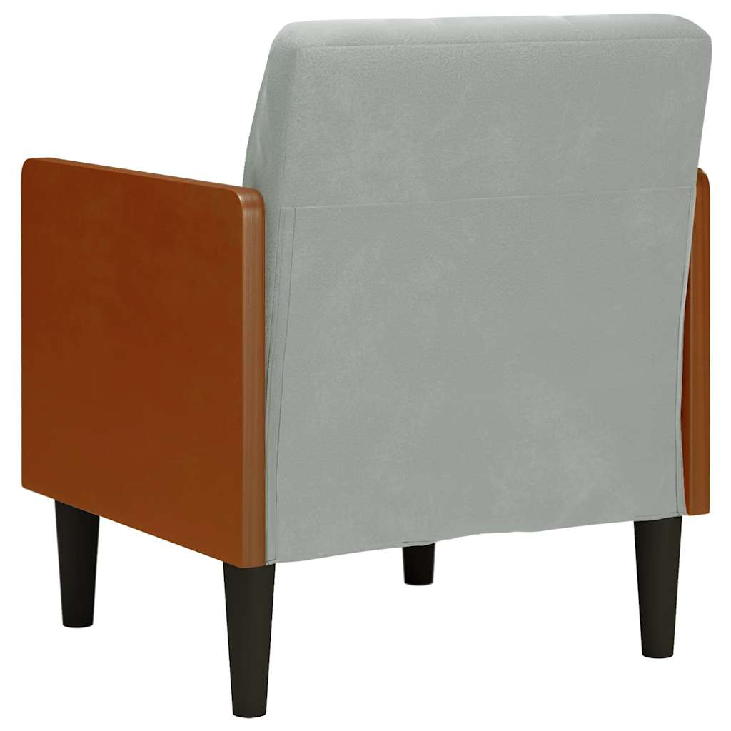 Divano Sedia con Braccioli Grigio Chiaro 55 cm in Velluto - homemem39
