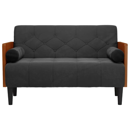 Divano Divanetto con Cuscini Bolster Nero 110 cm Velluto - homemem39