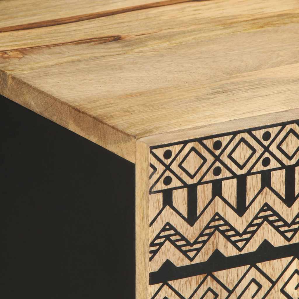 Mobile Porta TV Nero 105x33,5x46 cm Legno Massello Mango Grezzo - homemem39