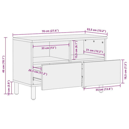 Mobile Porta TV Nero 70x33,5x46 cm Legno Massello Mango Grezzo - homemem39