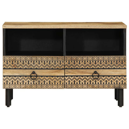 Mobile Porta TV Nero 70x33,5x46 cm Legno Massello Mango Grezzo - homemem39
