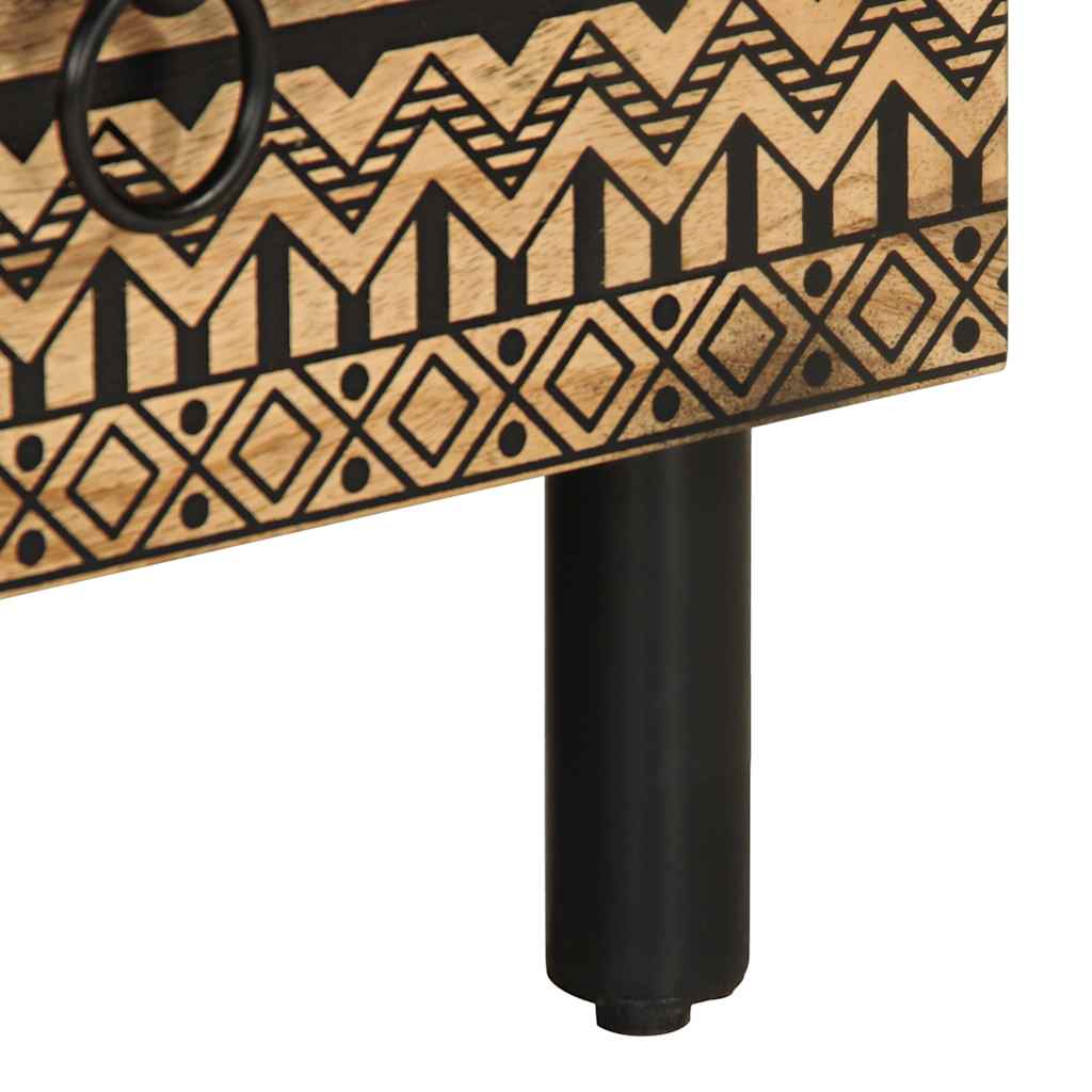 Mobile Porta TV Nero 70x33,5x46 cm Legno Massello Mango Grezzo - homemem39