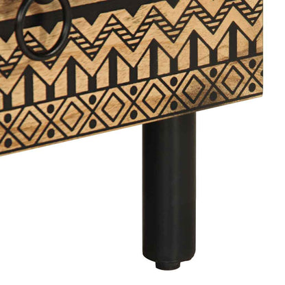 Mobile Porta TV Nero 70x33,5x46 cm Legno Massello Mango Grezzo - homemem39