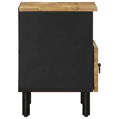 Comodino Nero 40x33x46 cm in Legno Massello di Mango Grezzo