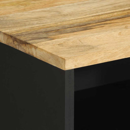 Comodino Nero 50x33x62 cm in Legno Massello di Mango Grezzo