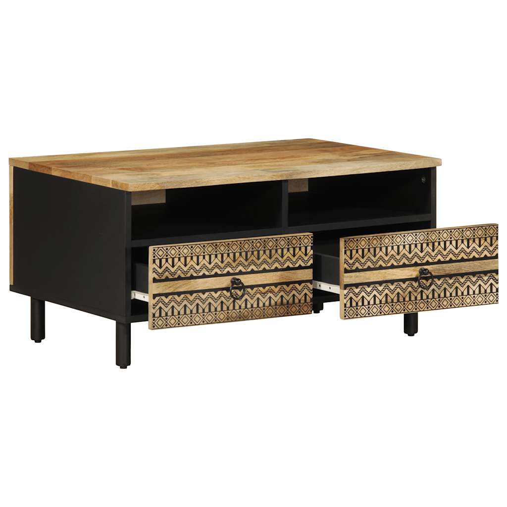 Tavolino da Salotto Nero 80x54x40cm Legno Massello Mango Grezzo | homemem39